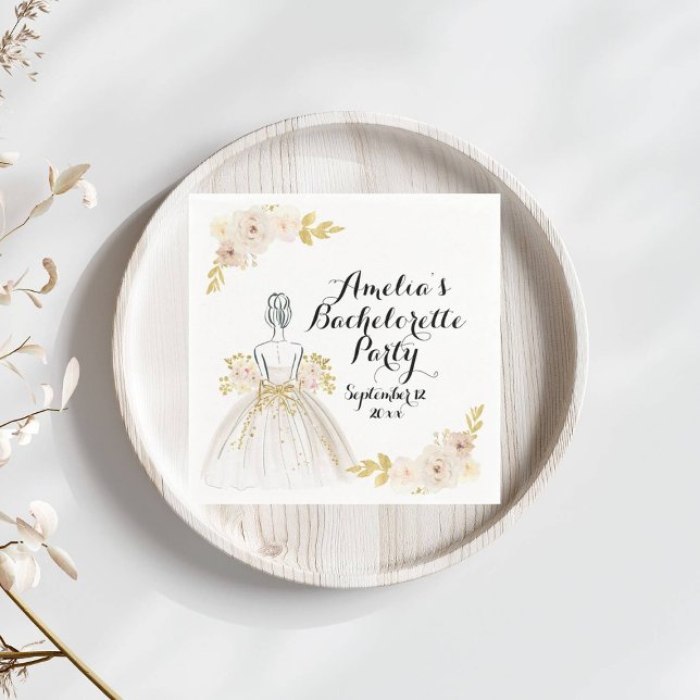 Serviette En Papier Robe à paillettes dorées et blush blanc pour enter (Créateur téléchargé)