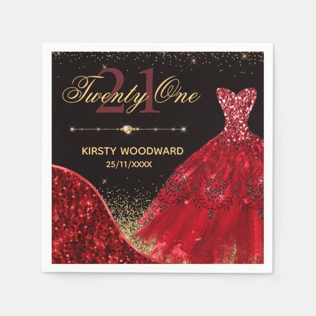 Serviette En Papier Robe d'aquarelle rouge & vague rouge Edge 21e anni (Devant)