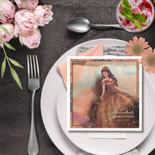 Serviette En Papier Robe de bal Luxe Métallisé Cuivre pour Quinceañera