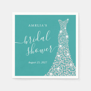 Serviette En Papier Robe de bijou bleu pour la douche de mariée