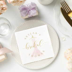 Serviette En Papier Robe de mariage vintage rose Fête des mariées blan