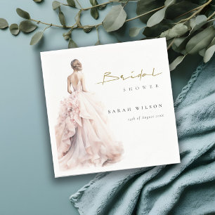Serviette En Papier Robe de mariée à l'aquarelle moderne Shower de mar