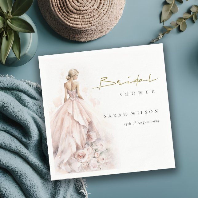Serviette En Papier Robe de mariée à l'aquarelle moderne Shower de rob (Créateur téléchargé)