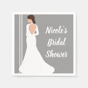 Serviette En Papier Robe de mariée blanche moderne bling douche de mar
