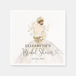 Serviette En Papier Robe de mariée Blonde rose or Fête des mariées flo