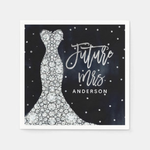 Serviette En Papier Robe de mariée diamant moderne bleu enterrement de