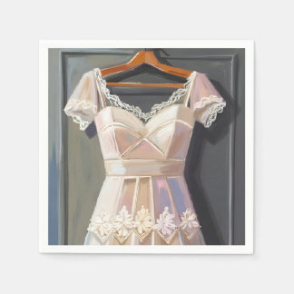 Serviette En Papier Robe de mariée en dentelle | Gouache de robe de ma