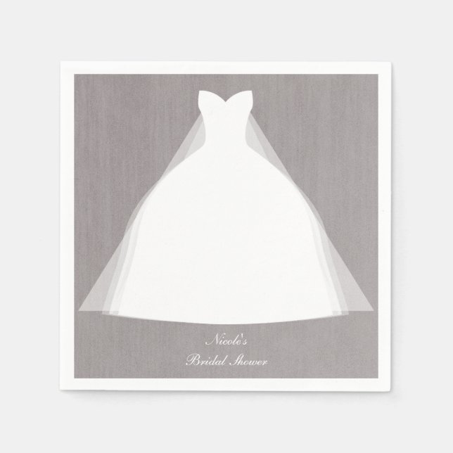 Serviette En Papier Robe de mariée moderne glamour douche de nuptiale  (Devant)