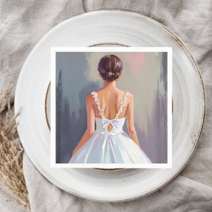 Serviette En Papier Robe de mariée   Robe en dentelle blanche Aquarell