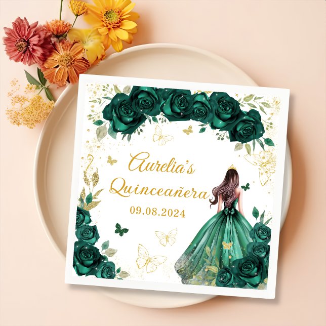 Serviette En Papier Robe de princesse florale verte émeraude pour Quin (Créateur téléchargé)