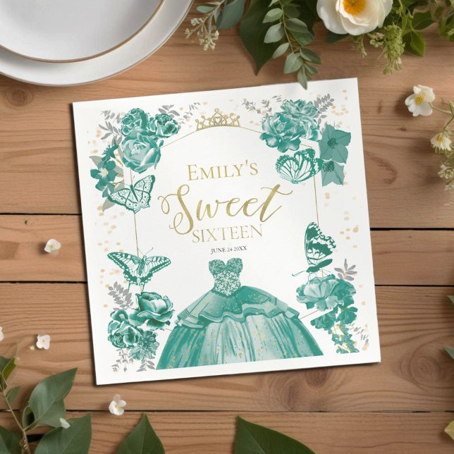Serviette En Papier Robe douce 16 Napkins Papillon émeraude verte (Créateur téléchargé)