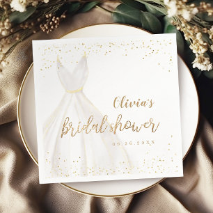 Serviette En Papier Robe élégante pailletée or Fête de mariage