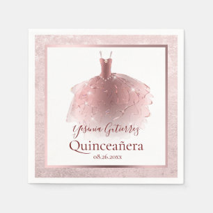 Serviette En Papier Robe élégante Rose Gold Quinceañera