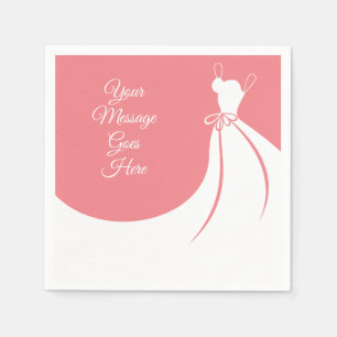 Serviette En Papier Robe élégante rose pêche pour la fête de mariage