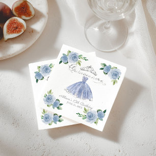 Serviette En Papier Robe Fleurie Bleue Clair pour Quinceanera