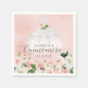 Serviette En Papier Robe florale élégante Quinceanera Napkins