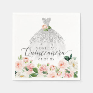 Serviette En Papier Robe florale élégante Quinceanera Napkins