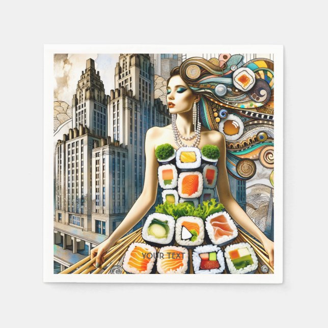Serviette En Papier Robe Imaginaire Abstraite Sushi (Devant)