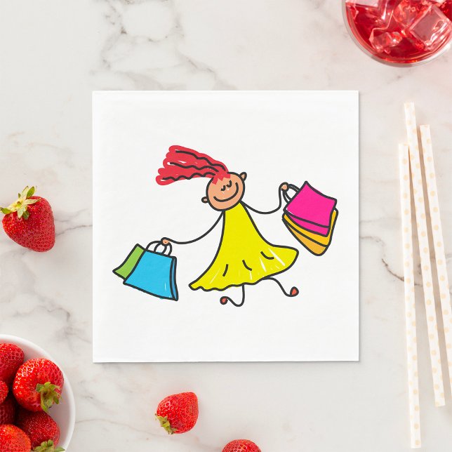 Serviette En Papier Robe Jaune Bonne Fille Shopping (Créateur téléchargé)