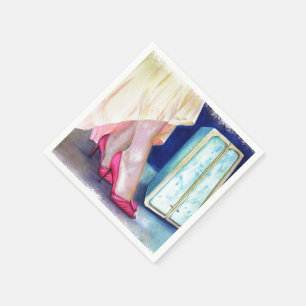 SERVIETTE EN PAPIER ROBE JAUNE, CHAUSSURES ROUGES PAPIER NAPKINS