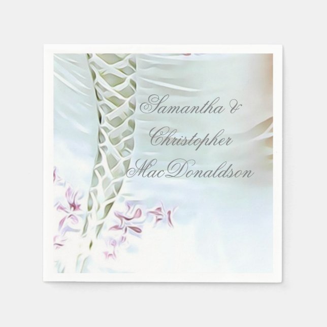 Serviette En Papier Robe mariage blanche et rose (Devant)