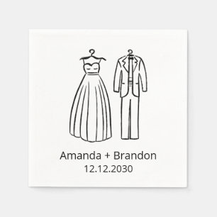 Serviette En Papier Robe Mariage tirée à la main Tux