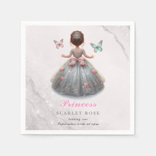 Serviette En Papier Robe princesse en argent rose Fête d'anniversaire