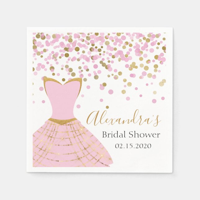 Serviette En Papier Robe rose et or Fête des mariées (Devant)