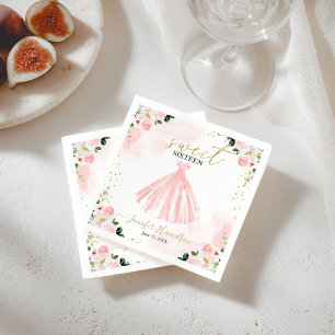 Serviette En Papier Robe rose florale Sweet 16 Blush
