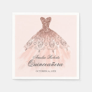 Serviette En Papier Robe rose Gold Sparkle Quinceanera Napkin