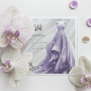 Serviette En Papier Robe violette argentée Princesse Quinceañera