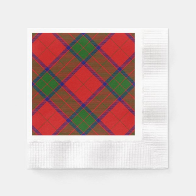 Serviette En Papier Robertson tartson rouge vert plaid (Devant)