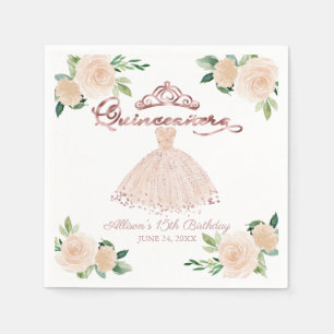 Serviette En Papier Robes de Quinceañera Florale Rose