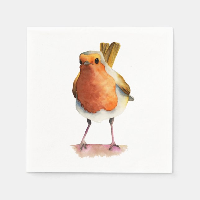 Serviette En Papier Robin Bird aquarelle peinture (Devant)