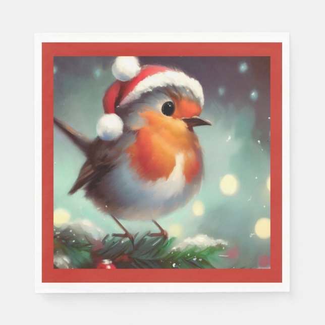Serviette En Papier Robin de Noël 2 (Devant)