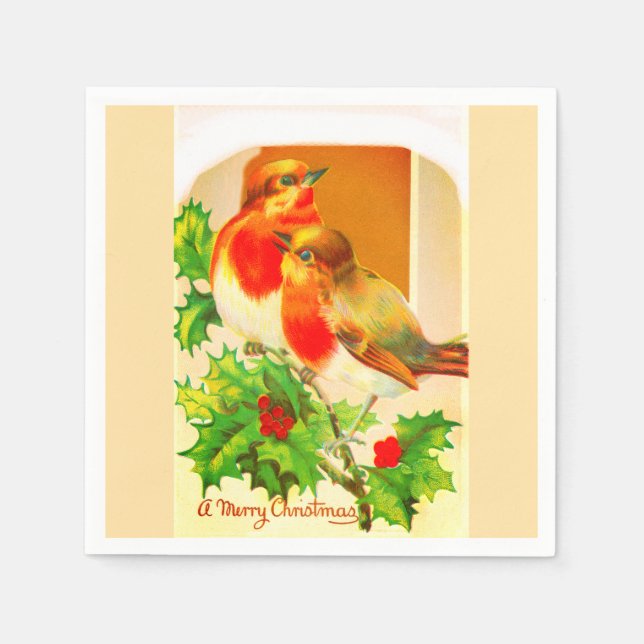 Serviette En Papier Robins des festivals (Devant)
