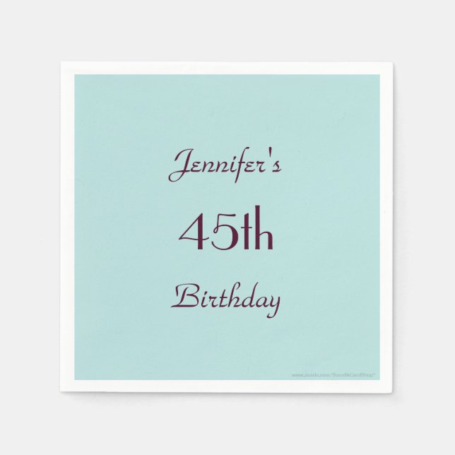 Serviette En Papier Robins Oeuf Bleu 45e Anniversaire Fête, Nom, Papie (Devant)