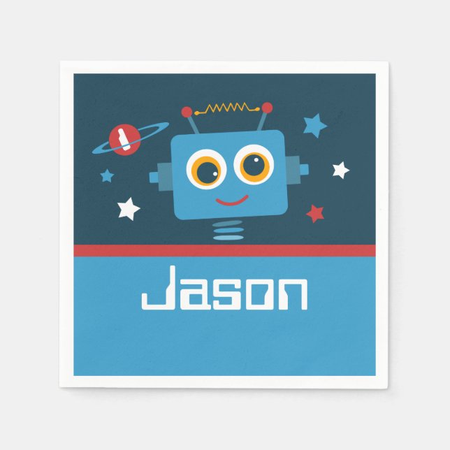 Serviette En Papier Robot 1er anniversaire (Devant)