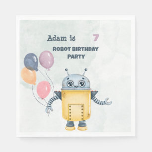 Serviette En Papier Robot Anniversaire