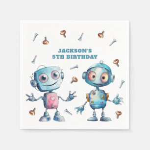 Serviette En Papier Robot Aquarelle Anniversaire