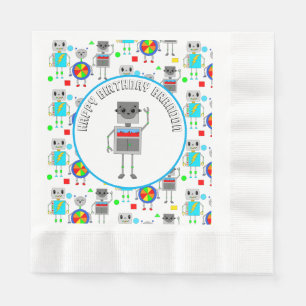 Serviette En Papier Robot d'anniversaire pour garçon personnalisé