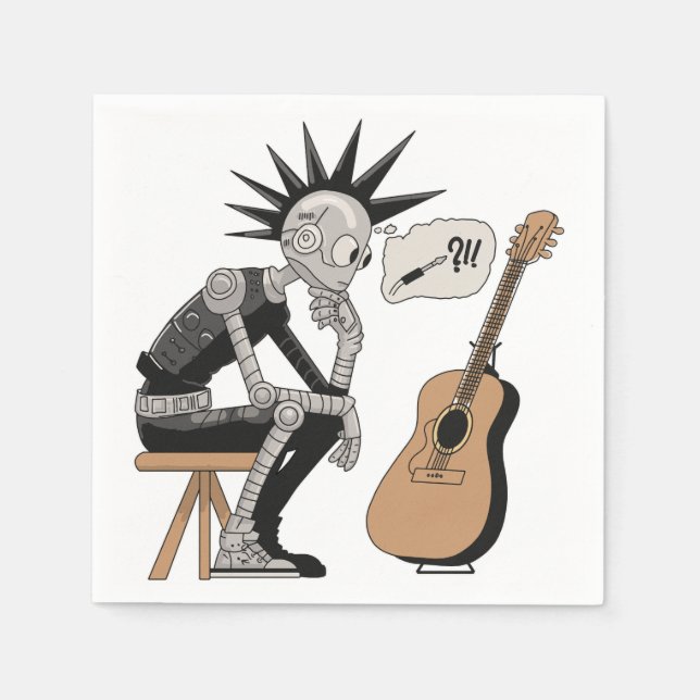 Serviette En Papier Robot de musique confus (Devant)