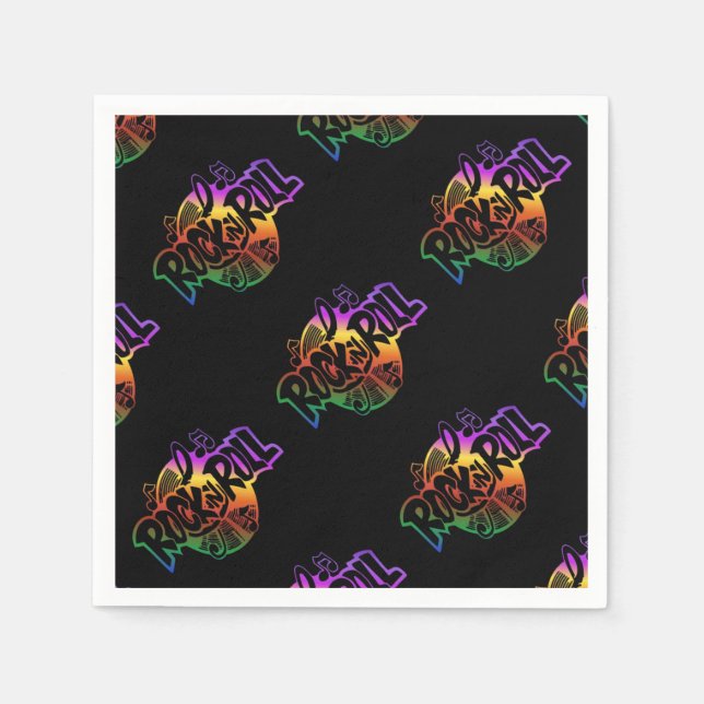 Serviette En Papier Rock et Roll Rainbow Music Motif Napkins (Devant)