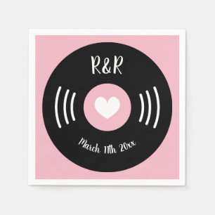 Serviette En Papier Rock et rouleau thème vinyle disque mariage