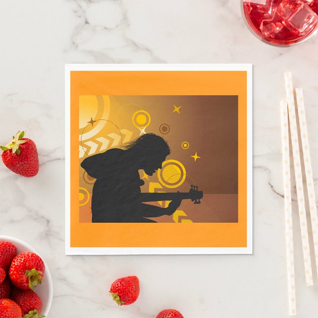 Serviette En Papier Rock Guitariste Rocker Musicien Napkins (Créateur téléchargé)