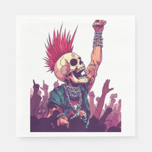 Serviette En Papier Rock N� Crâne � Concert de squelette punk drôle