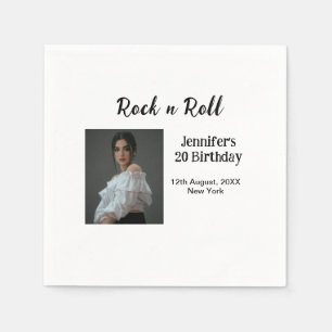 Serviette En Papier Rock n roll 20e anniversaire fille photo élégant m