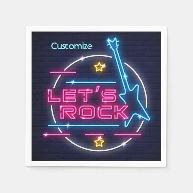 Serviette En Papier Rock Retro Neon (Devant)