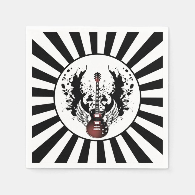 Serviette En Papier Rock & Roll Guitare Rocker Metal Musician Party (Devant)