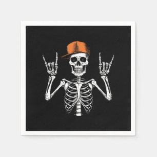 Serviette En Papier Rocker Skeleton Casquette Skin Cool Halloween Punk